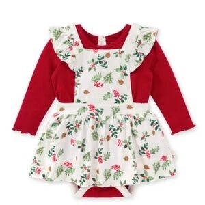 Burt's Bees Baby 100% Organic Cotton Christmas Outfit, Dress & Bodysuit, Holiday